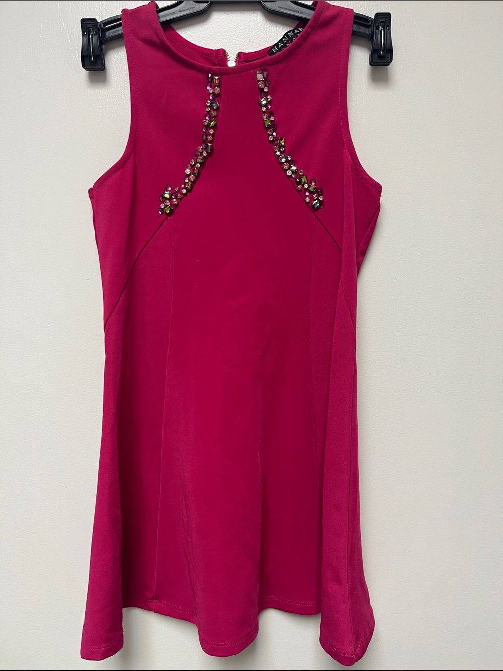 Hannah Banana Hot Pink Sleeveless Jewel-Embellished Casual Dress